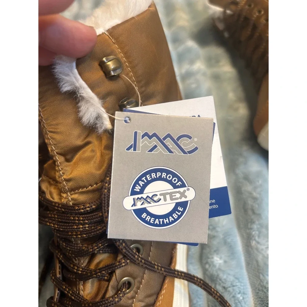 IMAC Tex Winter Boots Women Size 37 Brown NWT Waterproof‎ Faux Fur Lined
